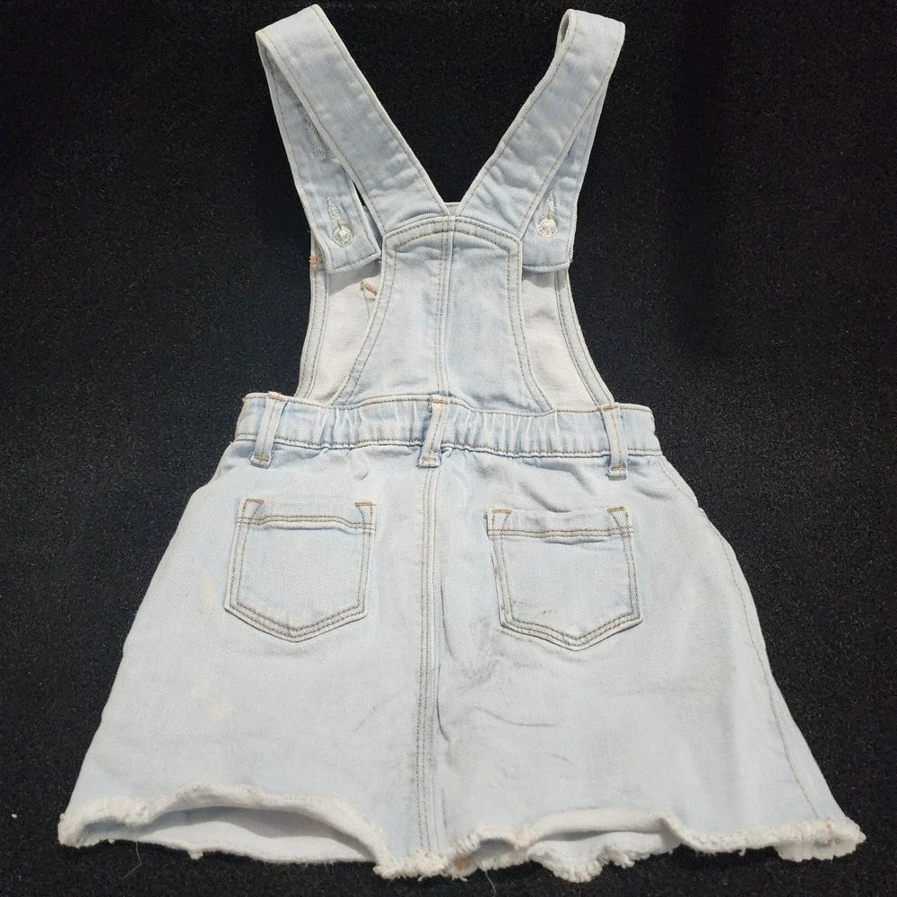 Old Navy Baby Girls Denim‎ Overall Dress 3T Light Wash Frayed Hem